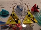 Yellow Triangle Earrings with Gold Foil